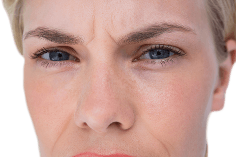 Intense Eyes of Businesswoman on Transparent Background