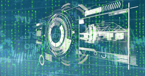 Futuristic Digital Interface with Binary Code and Graphs - Download Free Stock Images Pikwizard.com