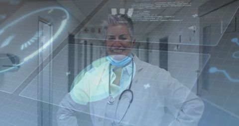 Doctor Analyzing Futuristic Digital Healthcare Technology