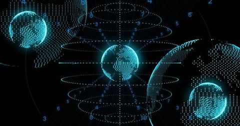 Futuristic Digital Holographic Globe with Numeric Rings