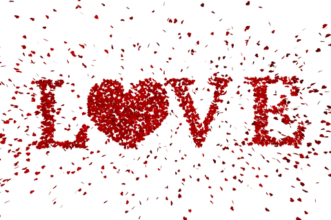 Transparent floral love text design for romantic themes