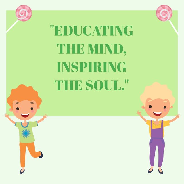 This colorful educational poster features two happy children and an inspiring quote, making it perfect for classroom decor or educational materials. It can be used to create a motivating atmosphere in schools, libraries, or children's study areas. The cheerful design and uplifting message promote a positive attitude toward learning and personal growth.