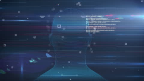 Abstract Digital Head with Data Processing Overlays