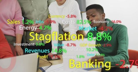 Team Analyzing Complex Financial Graphs and Metrics in Office