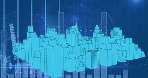 Digital City Concept with Data Visualization Overlay - Download Free Stock Images Pikwizard.com