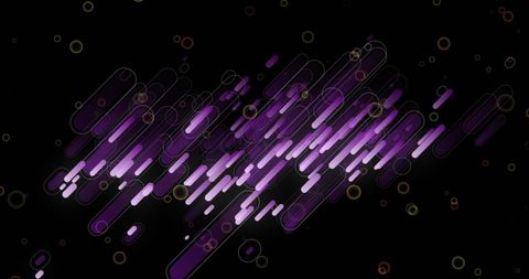 Purple Light Trails on Black Background with Circular Elements