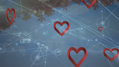 Digital Networking Integrated with Heart Symbols