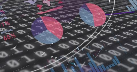 Digital Interface with Binary Code, Graphs, and Data Visualization - Download Free Stock Images Pikwizard.com