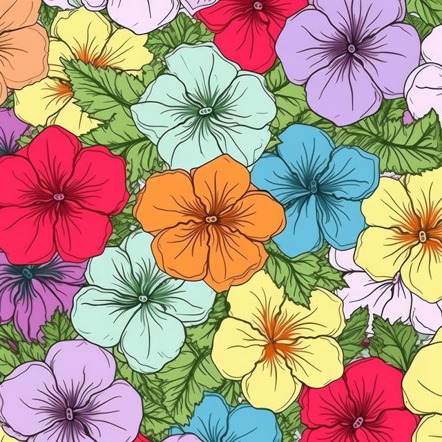 Illustration great for use in textiles, wallpaper, and home decor. Perfect for invitations, greeting cards, and stationery designs. Ideal for projects needing a vibrant and cheerful nature-inspired pattern.