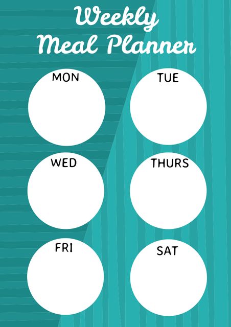 Weekly Meal Planner Template with Circular Entries for Monday to Saturday - Download Free Stock Templates Pikwizard.com