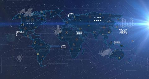 Global Data Processing Over World Map with Futuristic Interface - Download Free Stock Images Pikwizard.com