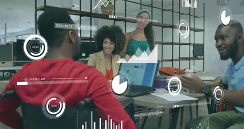 Team Analyzing Digital Data for Collaborative Project Success