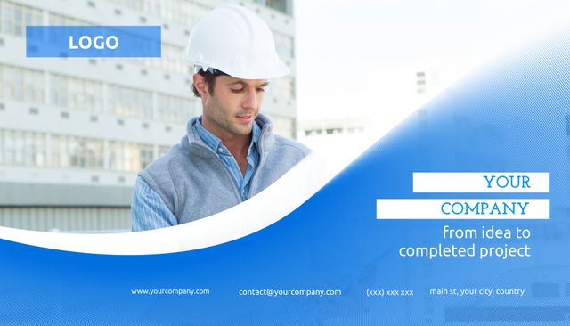 Professional Project Manager Overseeing Construction Site with Hard Hat - Download Free Stock Templates Pikwizard.com