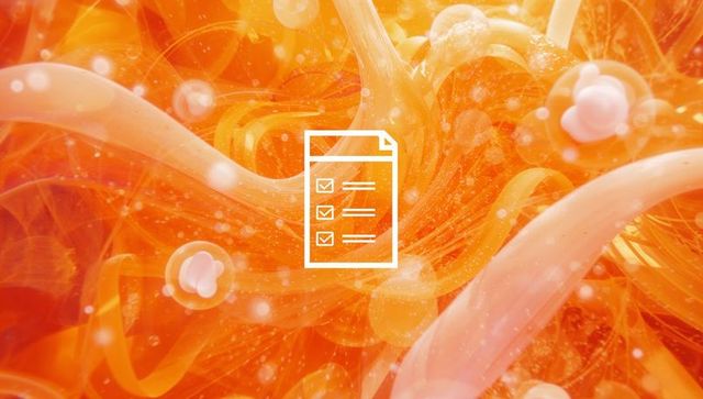 Checklist icon over dynamic bright orange abstract background