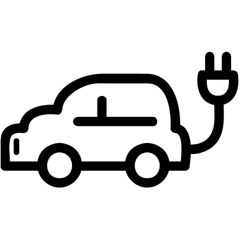 Electric car symbol digitally illustrated on transparent background