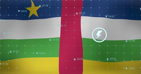 Central African Republic Flag with Digital Data Overlay - Download Free Stock Images Pikwizard.com