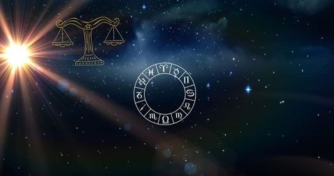 Zodiac astrology symbols illuminated by starlight glow