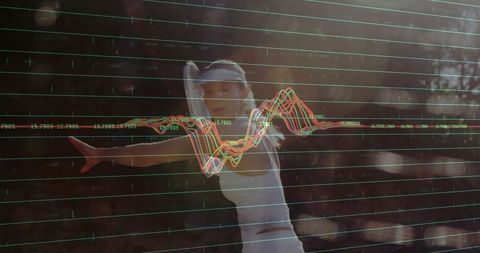 Tennis Player Perfecting Swing with Technology Integration