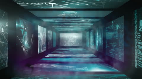 Futuristic Digital Data Processing Tunnel Animated Concept