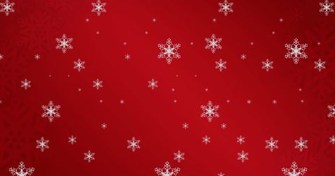 Festive Snowflakes on Red Christmas Background