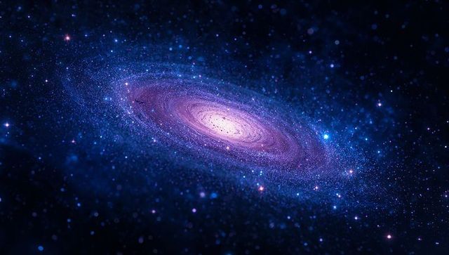 Vibrant spiral galaxy with glowing core in outer space