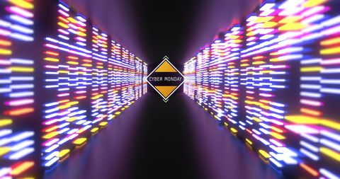 Cyber monday neon light tunnel background