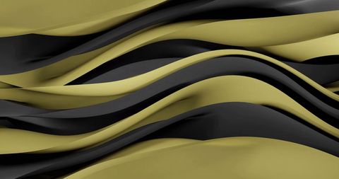 Abstract gold waves over bold black background