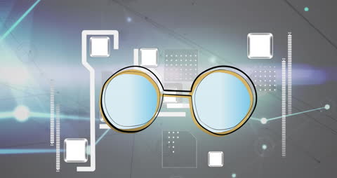 Futuristic Digital Interface with Glasses Overlay