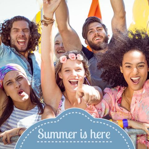 joyful friends celebrating summer in vibrant ensemble - Download Free Stock Templates Pikwizard.com