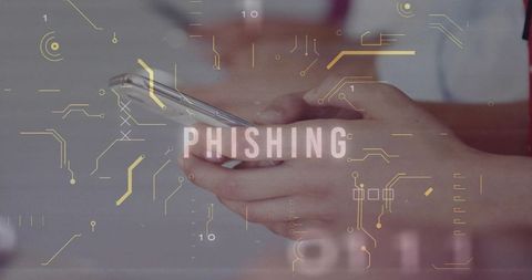 Phishing Alert Overlaid on Futuristic Phone Use Concept