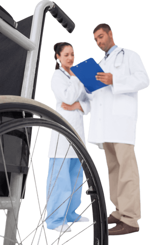 transparent doctors consulting with clipboard and wheelchair - Download Free Stock Videos Pikwizard.com