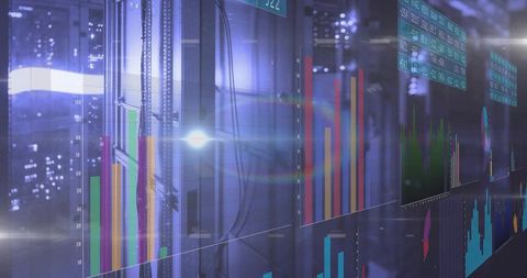 Futuristic data visualization with holographic projections