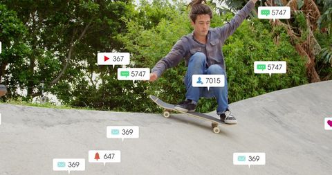 Social Media Engagement of Skater Performing an Ollie