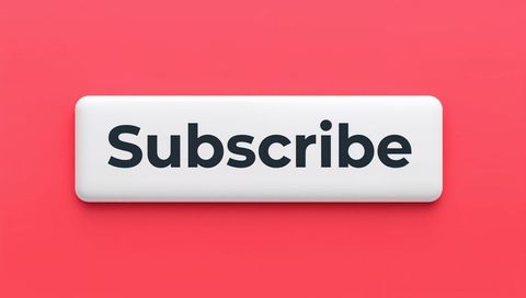 Minimalist subscribe button on coral background for call to action and web ui