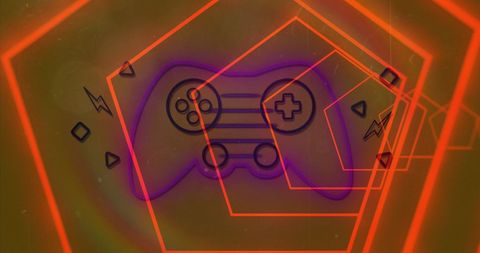 Neon Gamepad Icon with Futuristic Tunnel Effect - Download Free Stock Images Pikwizard.com