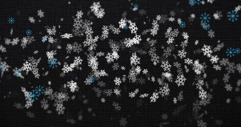 Digital Snowflakes Falling on Dark Background for Winter Design
