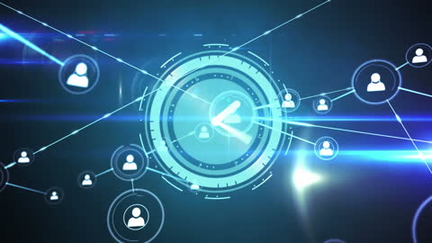 Clock Infographics with Network and User Icons