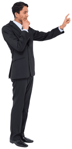 biracial businessman pointing per transparent touch interface - Download Free Stock Videos Pikwizard.com