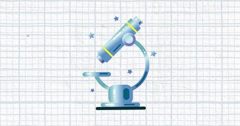 Animated Microscope Icon on Grid Background for Education Concept