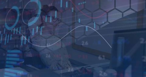 Data analyst working with modern analytics tools in office