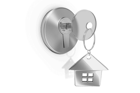 transparent key in lock with house-shaped keychain representing home security - Download Free Stock Videos Pikwizard.com