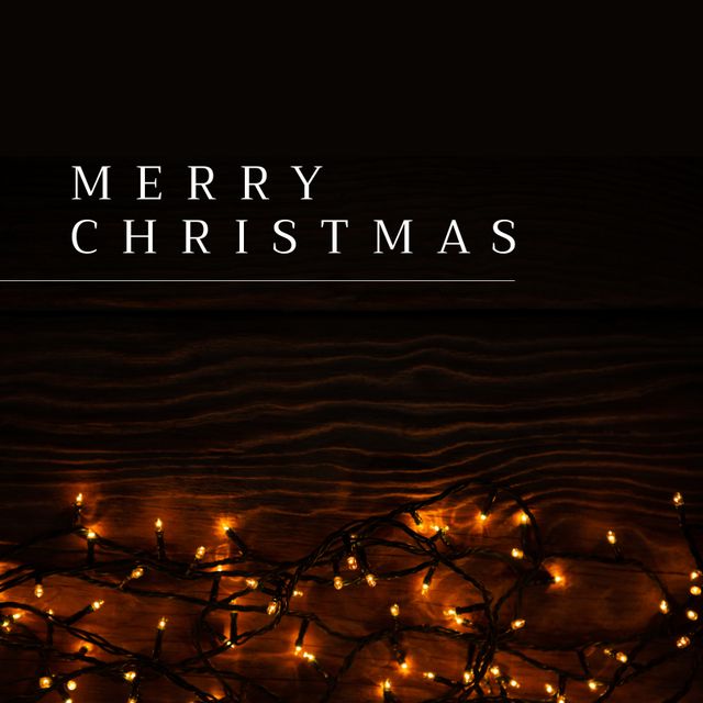 Composition of merry christmas text over christmas lights. Christmas and celebration concept digitally generated image.