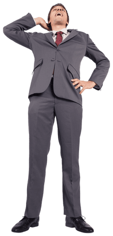 Surprised businessman looking up transparent background