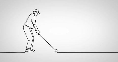 Line Art Illustration of Golfer Swinging Club