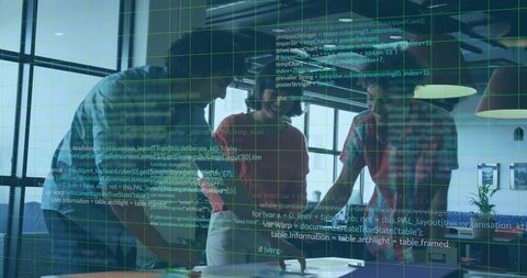 Innovative team collaboration in modern sunlit office workspace