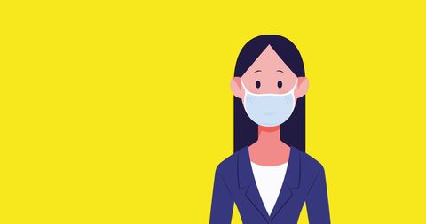 Cartoon Person Wearing Mask on Bright Yellow Background - Download Free Stock Images Pikwizard.com