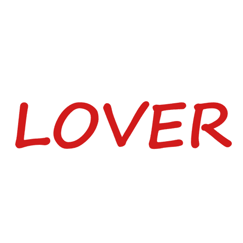 Digital Red Lover Text on Transparent Background
