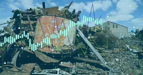 Digital Analytics Overlap with Junkyard Background