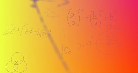 Colorful Background Displaying Handwritten Math Formulas for Education