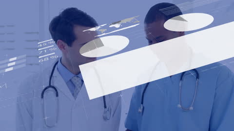 Diverse Doctors Analyzing Data with Financial Charts